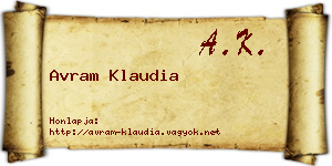 Avram Klaudia névjegykártya